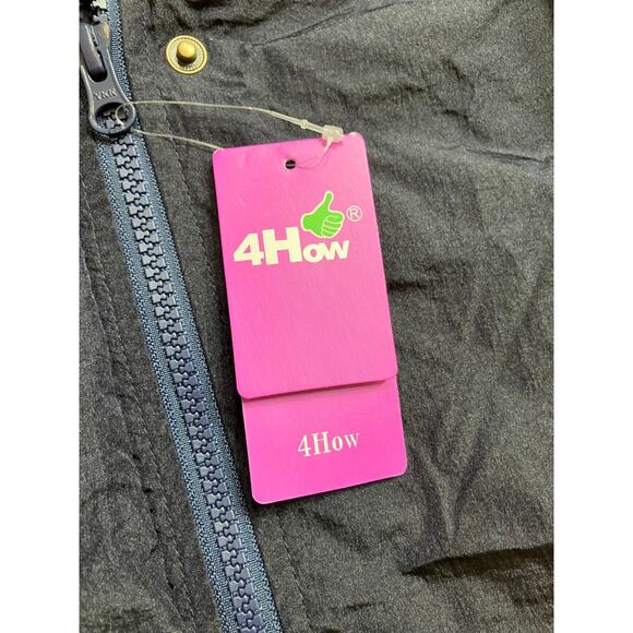 4How Hooded Raincoat Women's 6 Blue Lightweight Waterproof - Picture 5 of 6